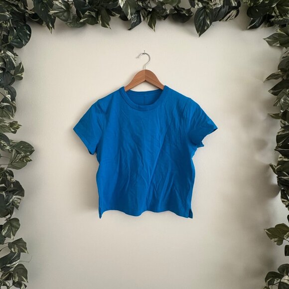 Lululemon Athletic Classic Fit Cotton Blend T-Shirt Poolside Blue Women’s Sz 4/6 - Picture 1 of 9